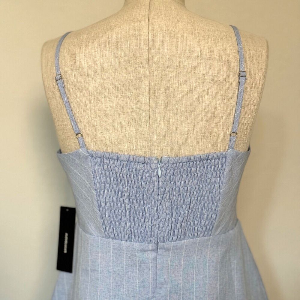 Lulu's Dress Women‎ Medium Blue White Shoreline Stripes Sleeveless Skater Dress - Picture 4 of 16